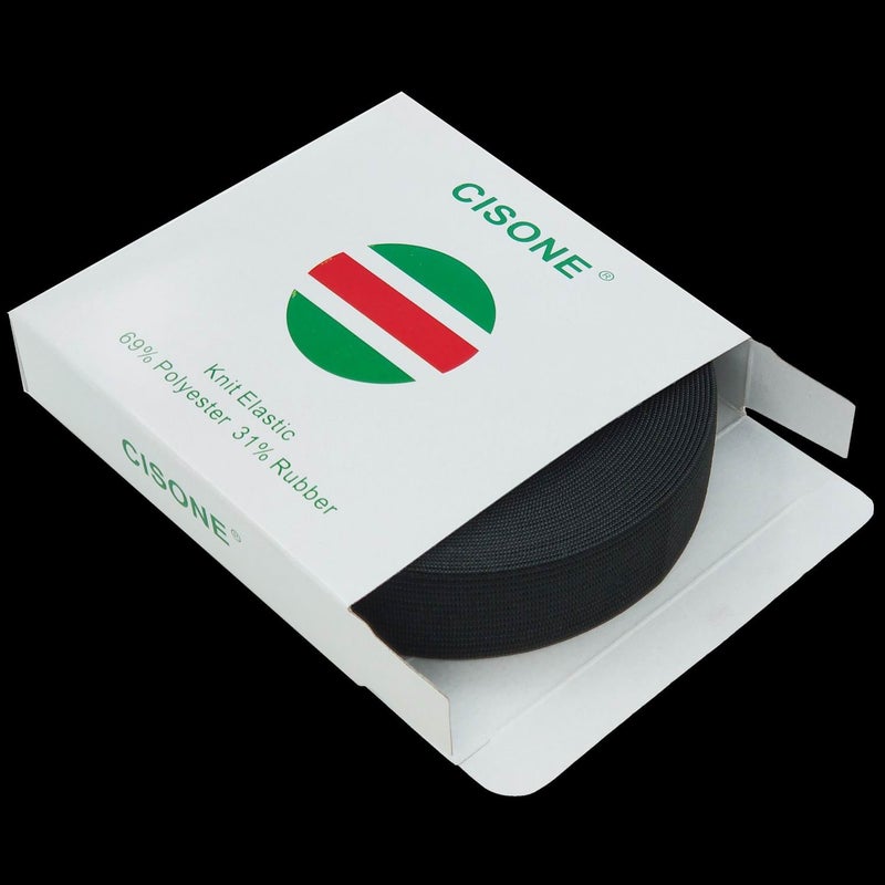 CISONE 1 Inch Knit Elastic Spool Black Heavy Stretch High Elasticity Knit Elastic Band 10 Yards - Image 4